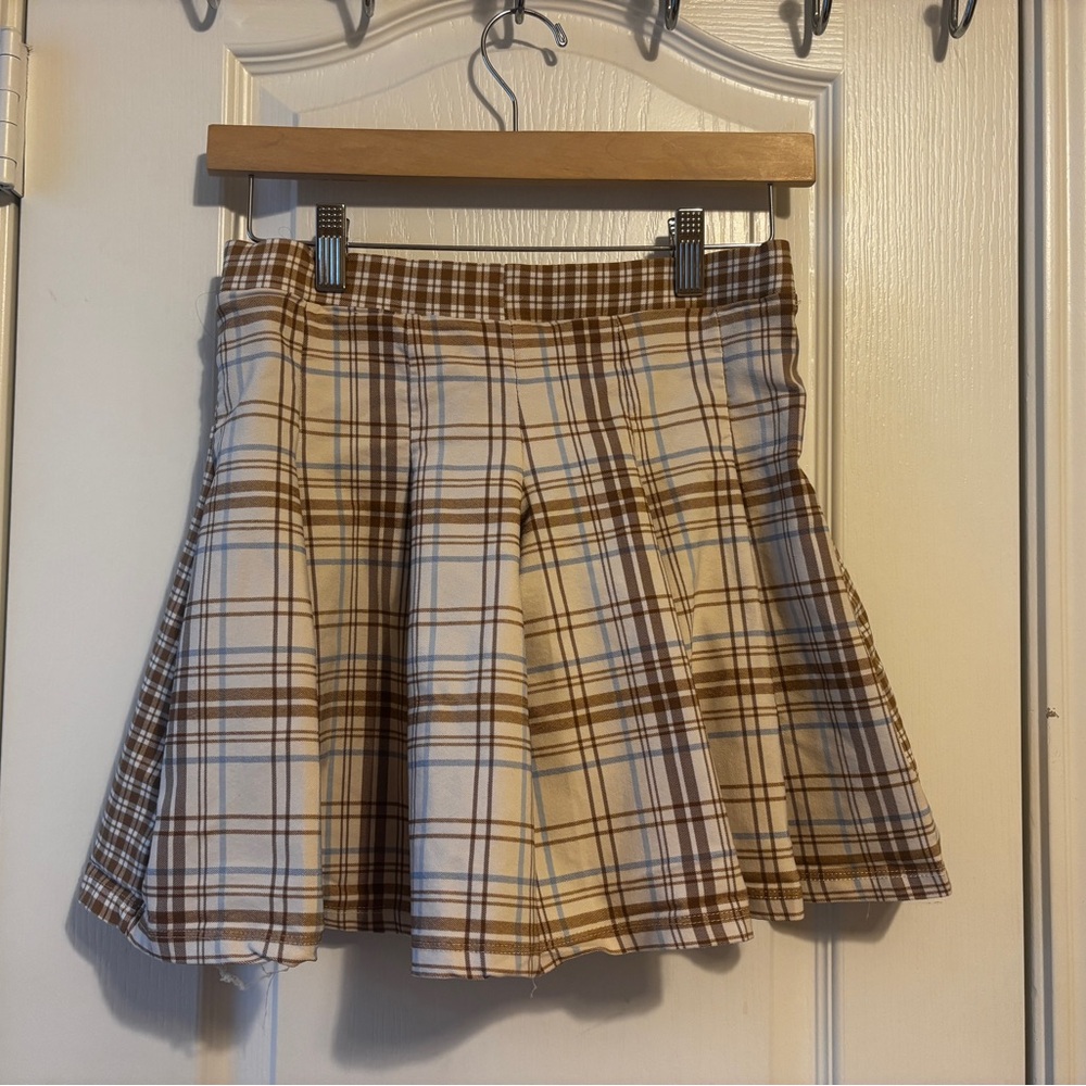 Plaid Brown and Cream Women's Skirt